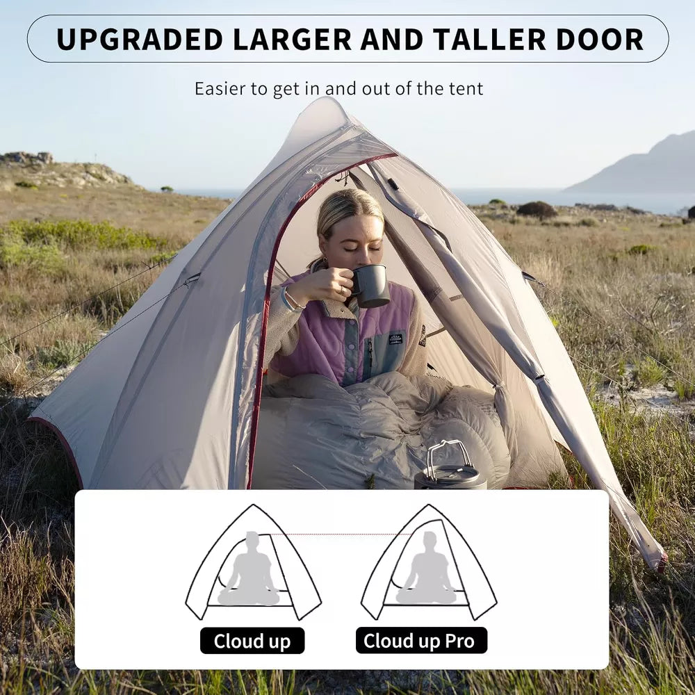 Naturehike 2 Person Tent Lightweight Backpacking Tent with Footprint - Free Standing Ultralight Camping Hiking Backpack Tents, 7.22 5.25ft, Sand