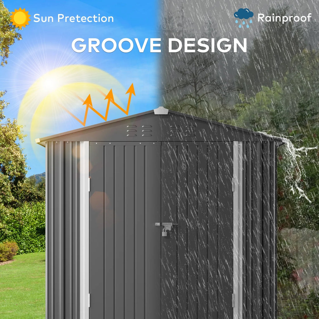 Lockable Lofka 6x4 ft Shed&Outdoor Storage Clearance  - All-Weather Resistant Garden Shed , Grey