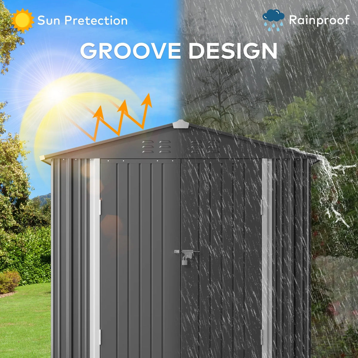 Lockable Lofka 6x4 ft Shed&Outdoor Storage Clearance  - All-Weather Resistant Garden Shed , Grey