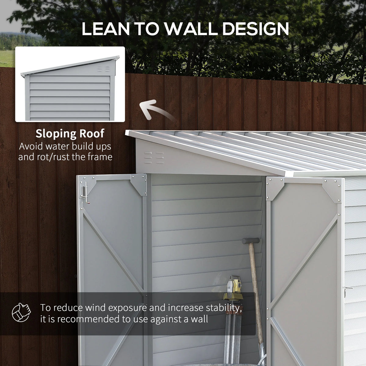 Outsunny Metal Outdoor Storage Shed with Lockable Doors, 3.3' x 3.4', Brown