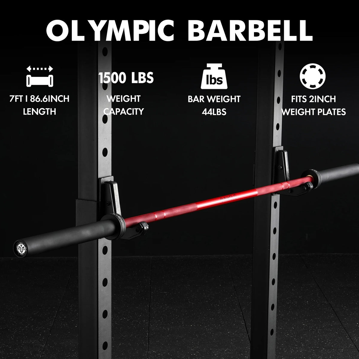 Mikolo 7ft Olympic Barbell, Barbell for Weightlifting and Powerlifting 45lb, Olympic Bar for 1500lbs Capacity, Weight Bar Fit 2 Standard Weights