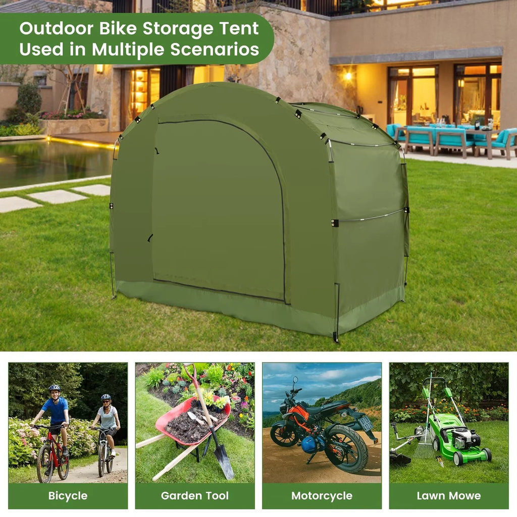 NAIZEA Large Bike Storage Tent, 47" Depth Storage for 6 Bikes Waterproof Outdoor Bicycle Cover, Lawn Mower Garden Tools Shed, Backyard Storage Room Tent Shelter W/Fixing Peg & Rop