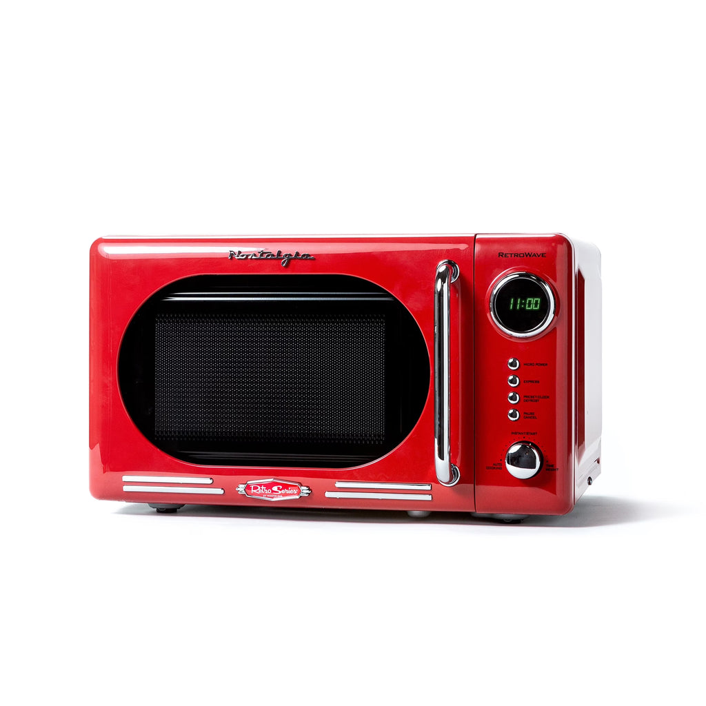Nostalgia Retro Compact Countertop Microwave Oven - 0.7 Cu. Ft. - 700-Watts with LED Digital Display - Child Lock - Easy Clean Interior - Orange