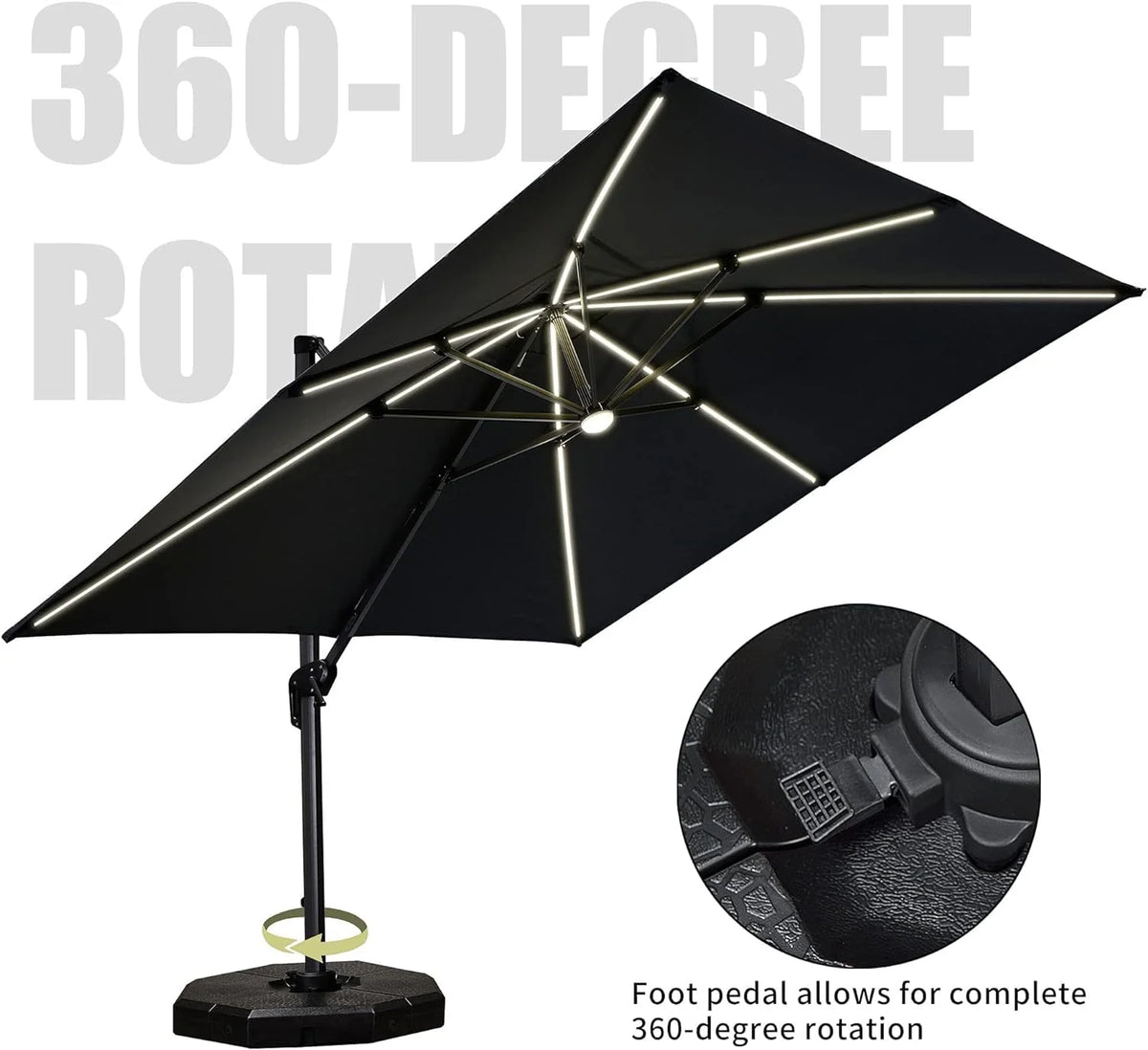 PURPLE LEAF 8x8 Ft Cantilever Umbrella Square Outdoor Patio Umbrella Large Offset Hanging Umbrella Aluminum Umbrella with 360°Rotation Adjustable Garden Pool Umbrella,Beige