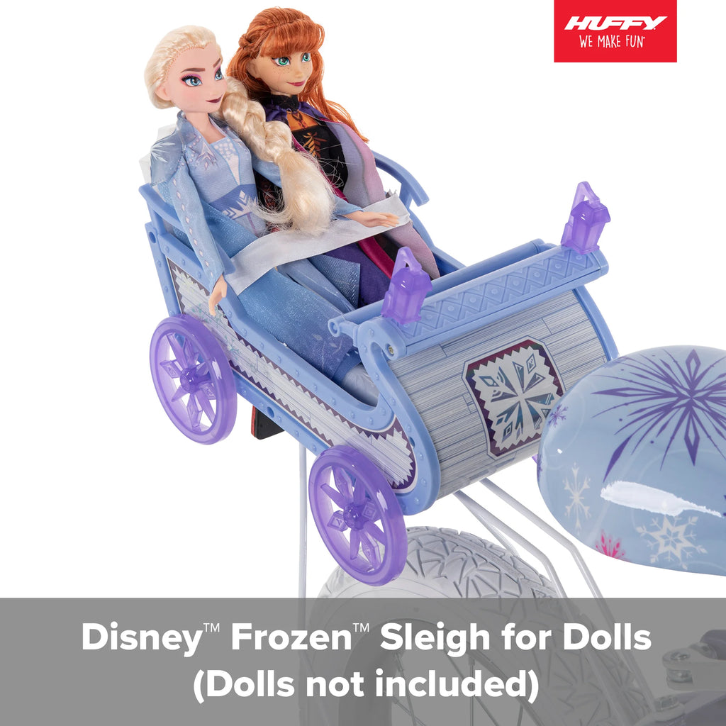 Frozen Bike with Doll Carrier Sleigh for Girl's, 12 In., White and Purple by Huffy