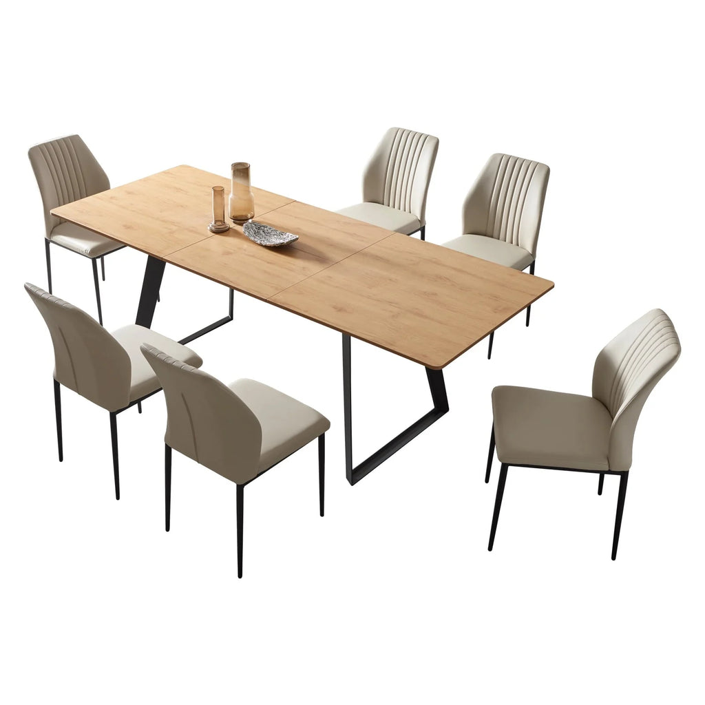 jiexi Modern mid-Century Dining Table Dining Table and Chairs for 6 Rectangular Wooden Dining Table Expandable Dining Table Space-Saving Multifunctional Dining Table