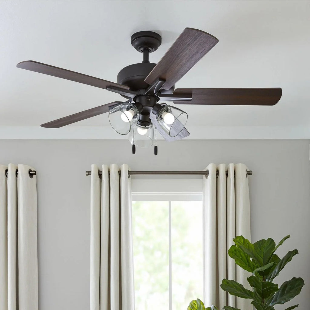 Better Homes & Gardens 52" Bronze Transitional Ceiling Fan, 5 Reversible Blades, 3 LED Bulbs Included