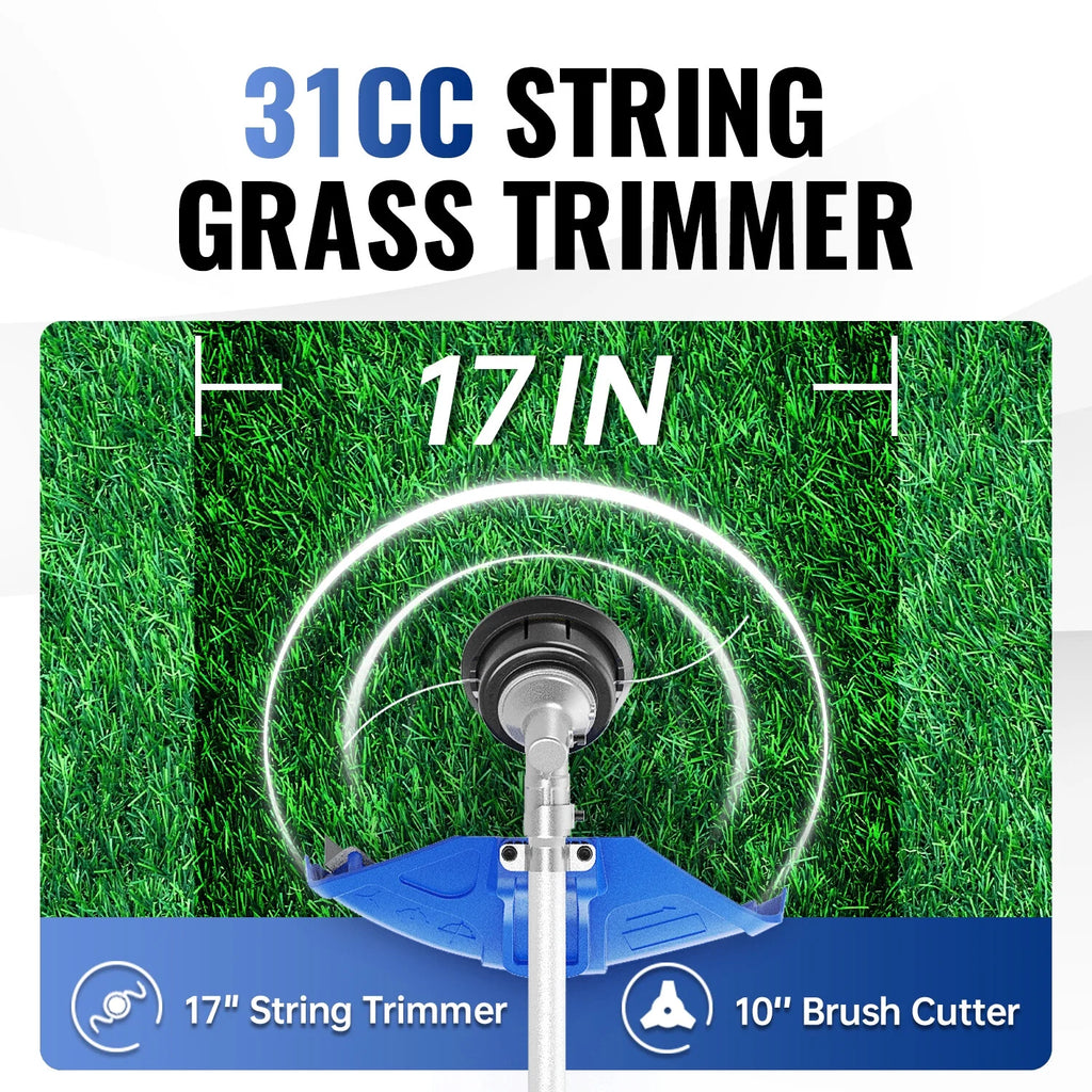 WILD BADGER POWER Weed Eater 31cc 17" Gas String Trimmer/Edger 4 Cycle with Brush Cutter