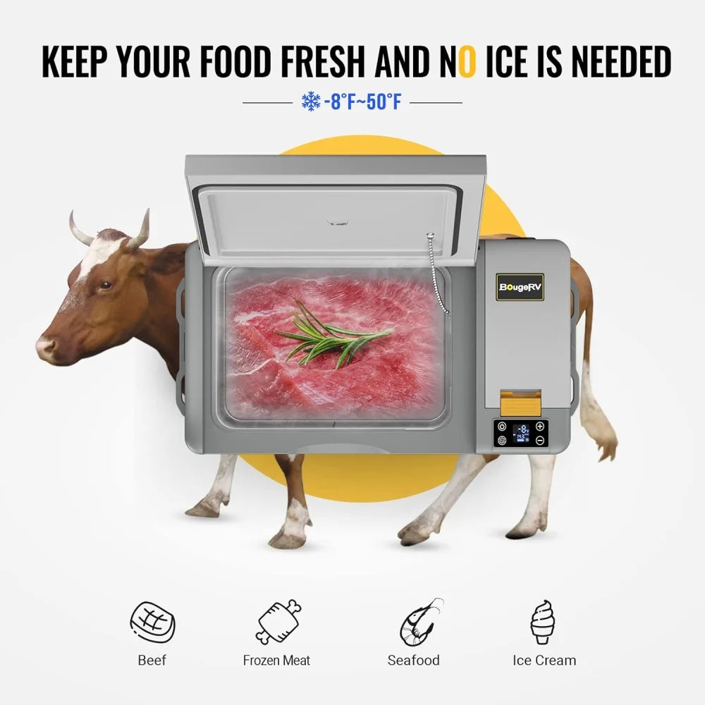 BougeRV Portable Car Refrigerator CRPRO 21 Qt, 12 Volt Fridge Compressor Freezer with -8 ~50 Cooling Range, 12V/24 DC & 110-240 AC for RV Truck Vehicle Boat Outdoor & Home Use Black
