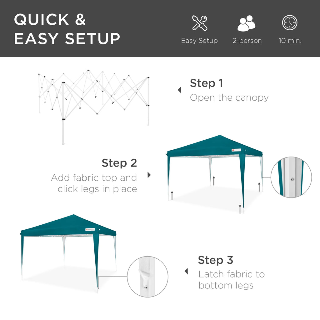 Best Choice Products 10x10ft Pop Up Canopy Outdoor Portable Adjustable Instant Gazebo Tent w/ Carrying Bag - White