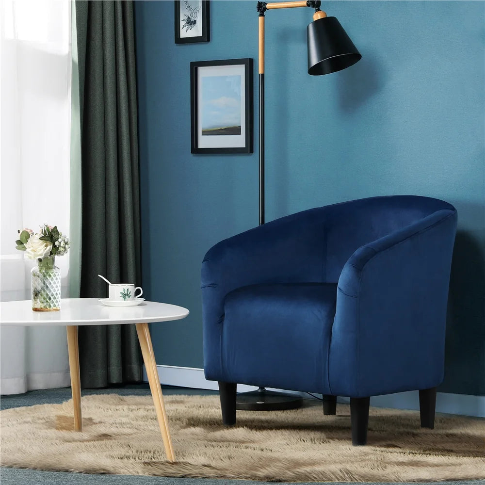 Alden Design Upholstered Barrel Accent Chair for Livingroom, Yellow Velvet