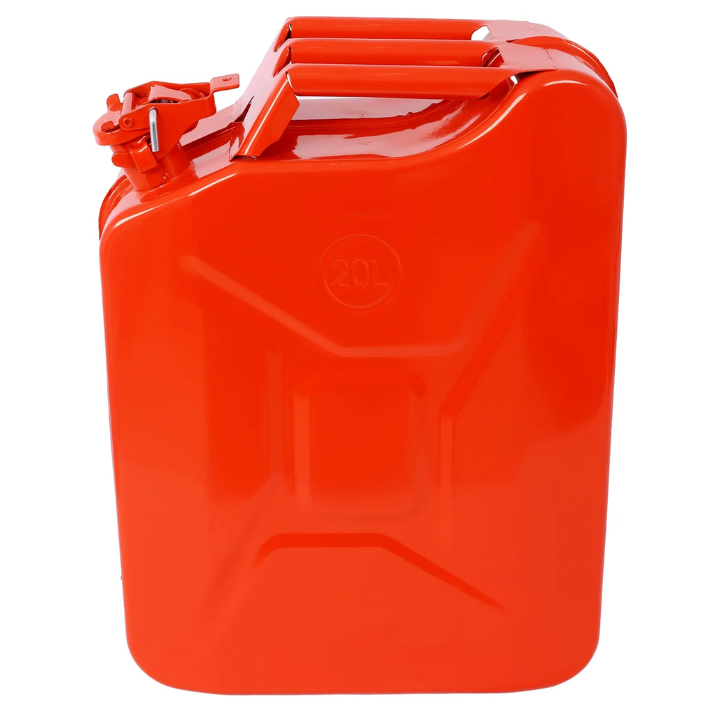 5 Gallon Jerry Fuel Can, 4-Pack Steel Gas Can with Flexible Spout & Leakproof Lock, Portable Fuel Tank for Gasoline, Cars, Trucks, Emergency Kits, Off-Road Equipment - Red