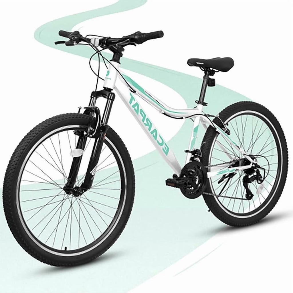 24 Inch Mountain Bike for Teenagers, High Carbon Steel Frame, Dual Full Suspension Mountain Bike, Mountain Tire, 21 Speed Mens Womens Outdoor Cycling, Birthday Gifts