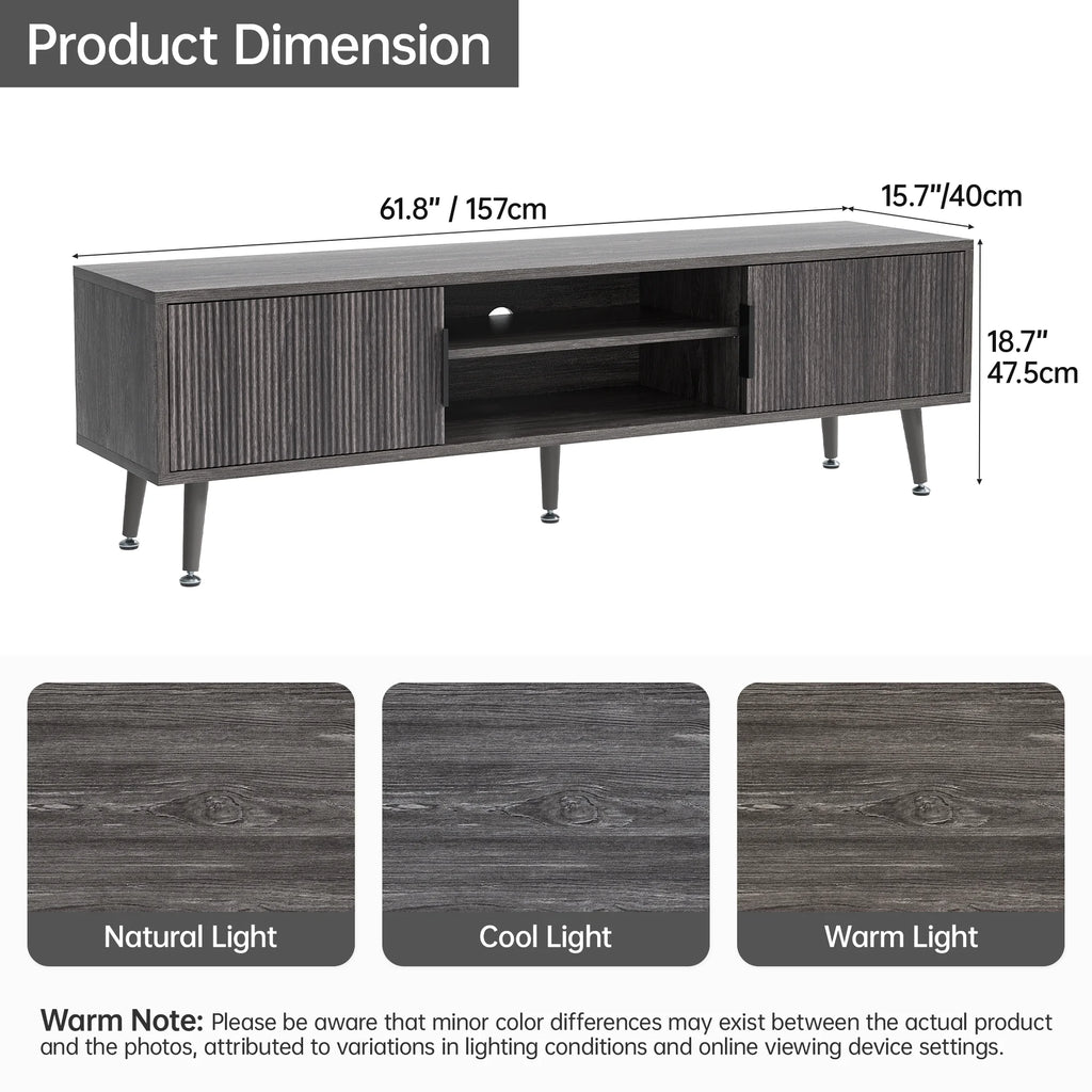 Selooye Mid Century TV Stand, Modern TV Console for TVs up to 70 Inches, Entertainment Center with Storage, TV and Media Consol, 62 Inch (Natural)