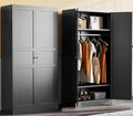 Metal Wardrobe Cabinet with Hanging Rod,Black Armoire Wardrobe Closet,Metal Clothing Storage Cabinet with Adjustable Shelves and Doors,72" Cloth Storage Cabinets for Home,Living/Laundry Room