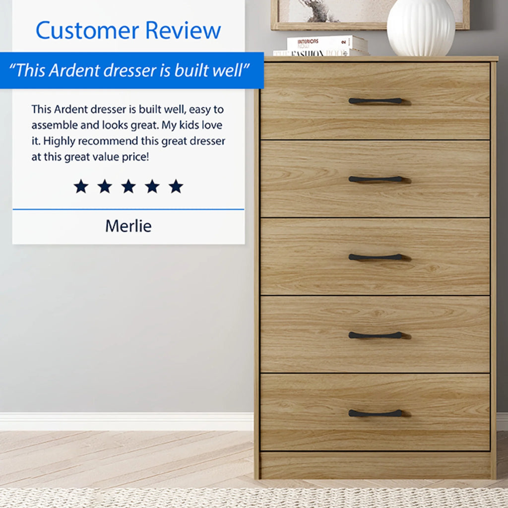 Mainstays Ardent 5 Drawer Dresser, Black