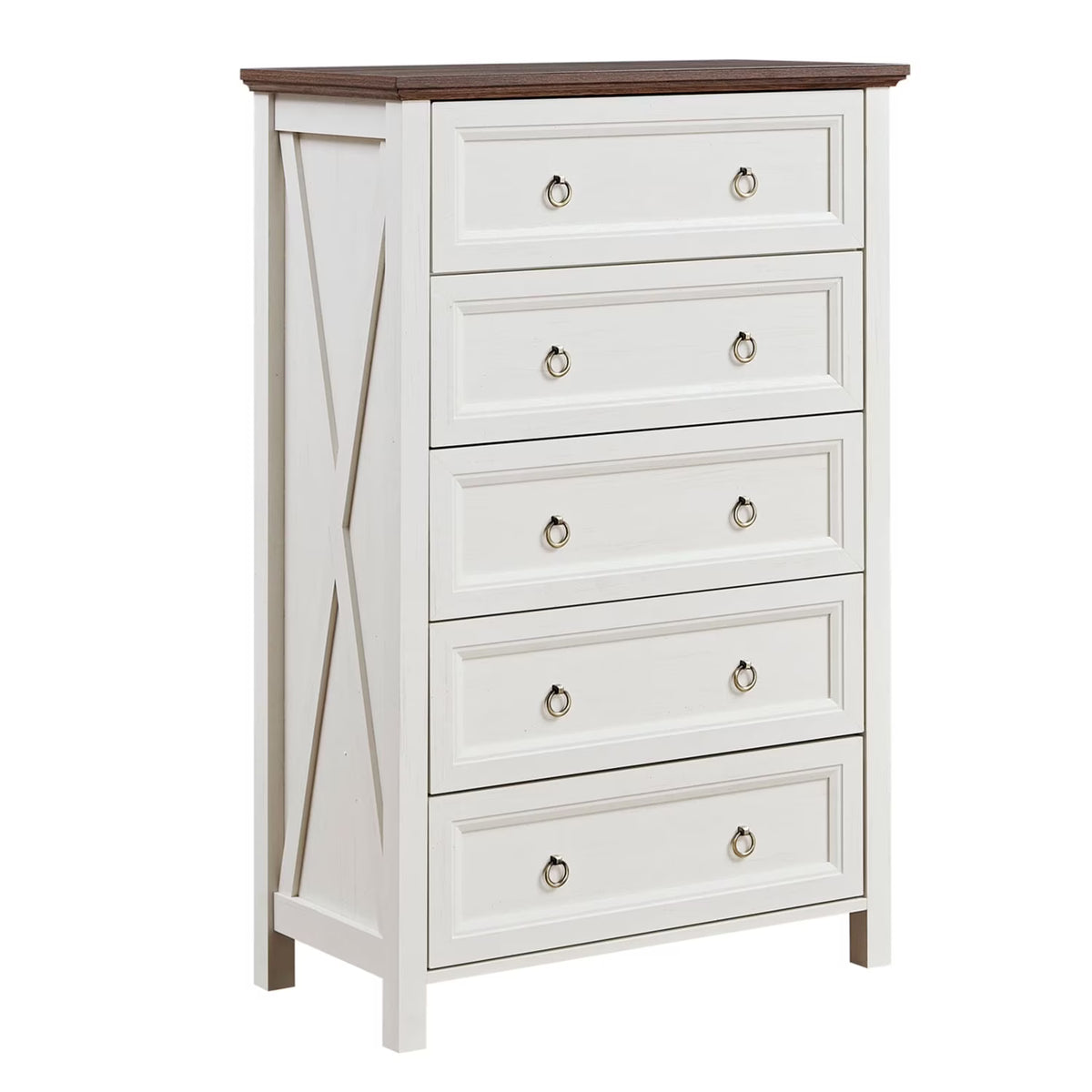 HIUU Farmhouse 8 Drawers Dresser,54 Inch Wide Rustic Wood Dressers & Chest of Drawers for Living Room, Bedroom, Hallway, Closet, Office, Antique White