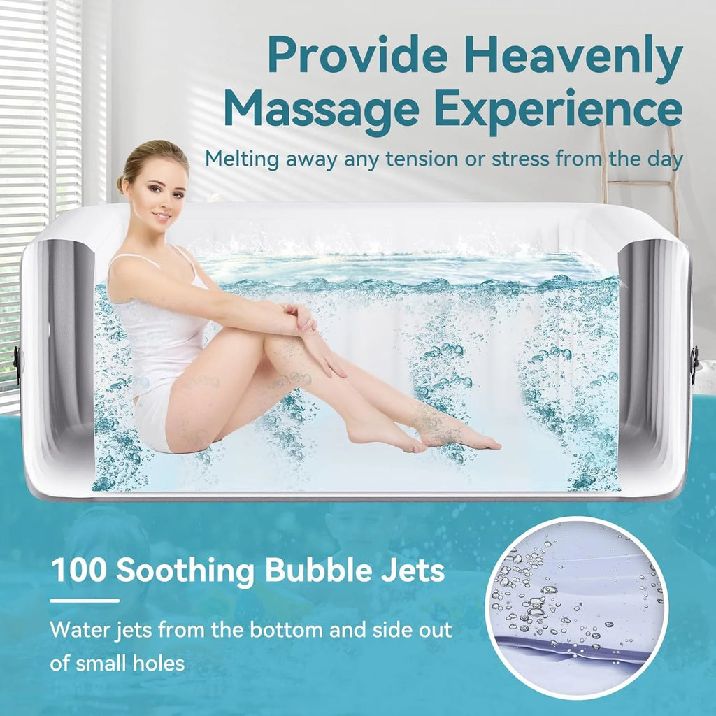 4-6 Person Inflatable Hot Tub, Large Polygon Portable Blow up Hot Tub, Leak-Proof PVC Outdoor Spa with 130 Air Jets, Insulated Cover and Heater Pump, 77 X 77 X 25