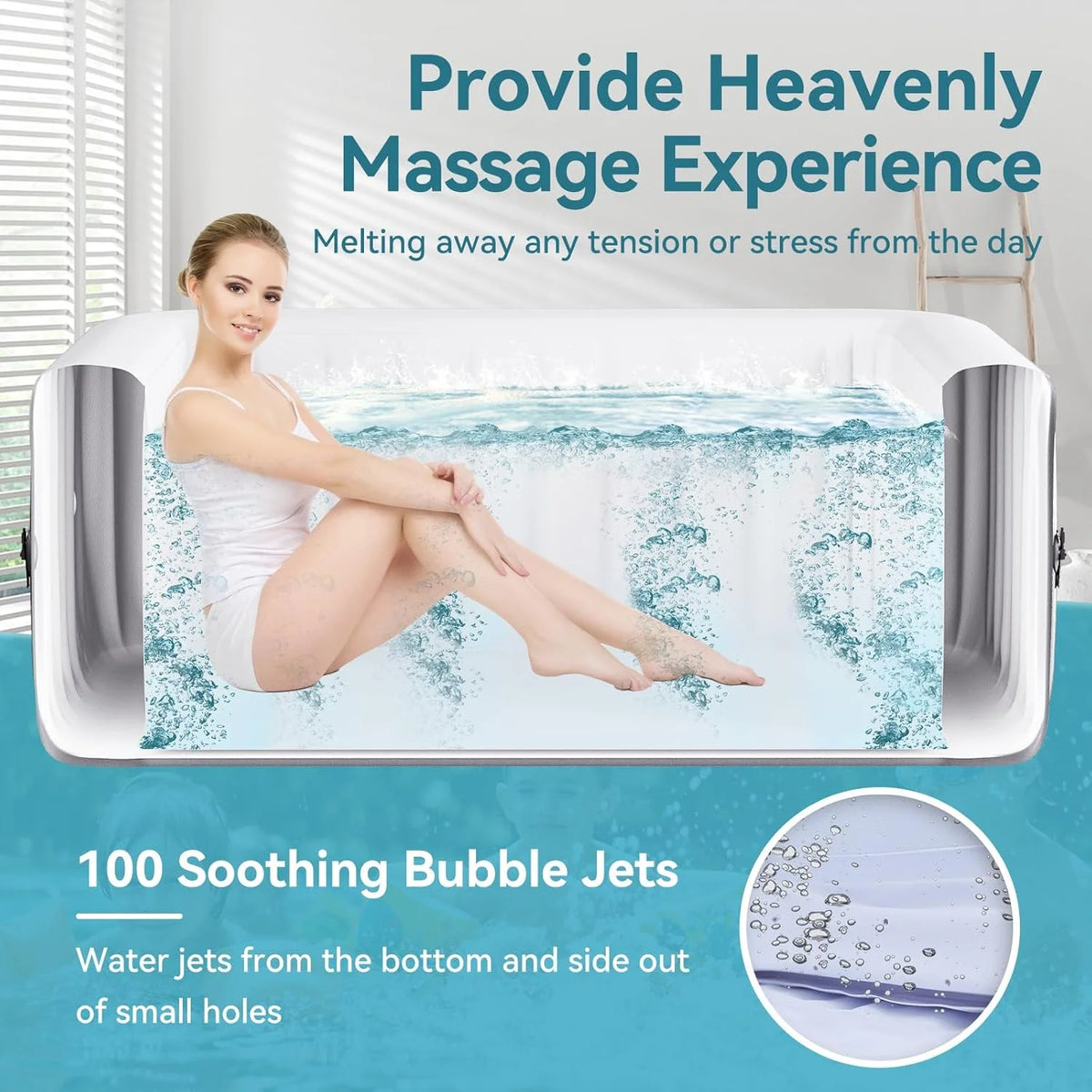4-6 Person Inflatable Hot Tub, Large Polygon Portable Blow up Hot Tub, Leak-Proof PVC Outdoor Spa with 130 Air Jets, Insulated Cover and Heater Pump, 77 X 77 X 25