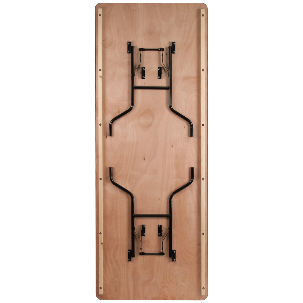 Flash Furniture Fielder 8-Foot Rectangular Wood Folding Banquet Table with Clear Coated Finished Top