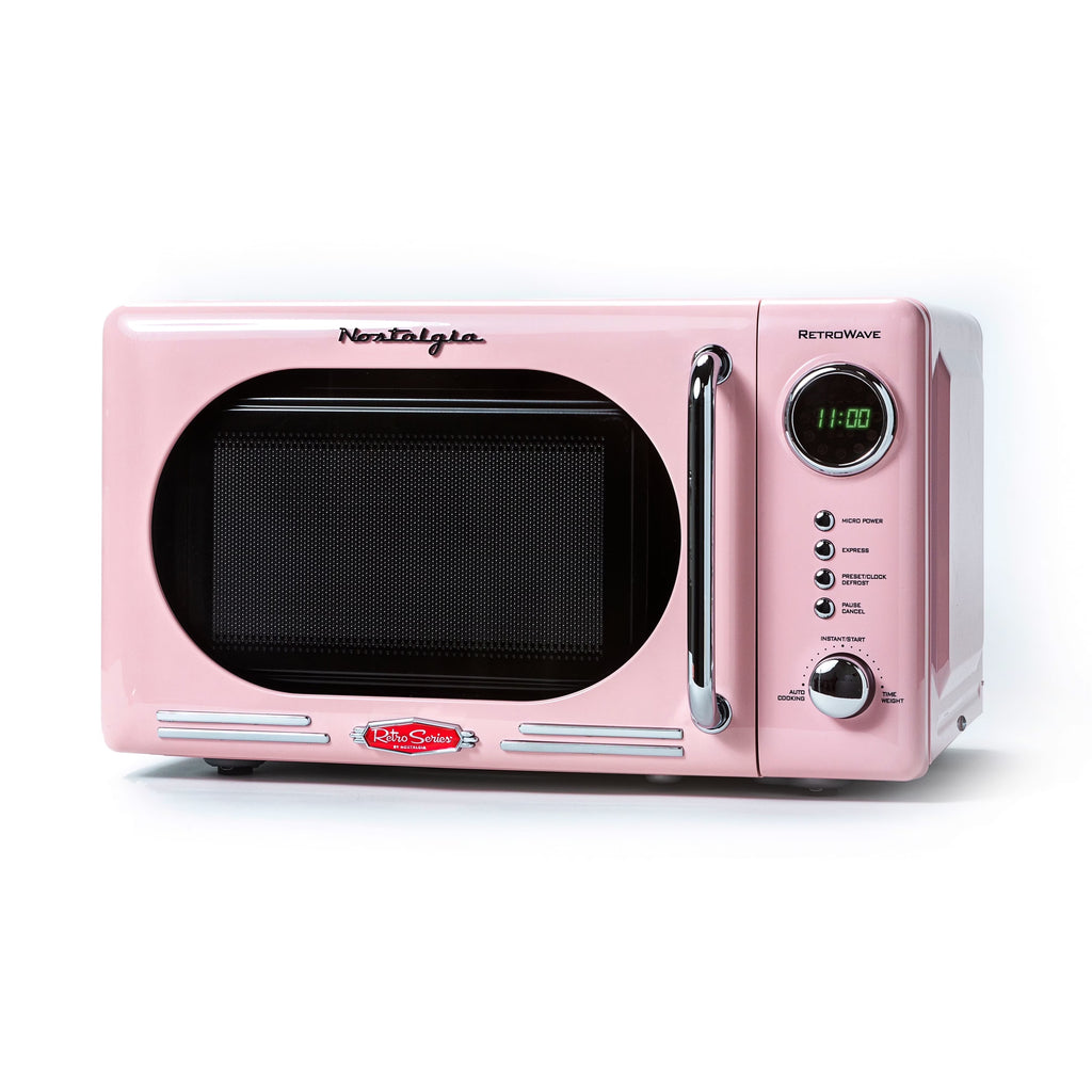 Nostalgia Retro Compact Countertop Microwave Oven - 0.7 Cu. Ft. - 700-Watts with LED Digital Display - Child Lock - Easy Clean Interior - Orange