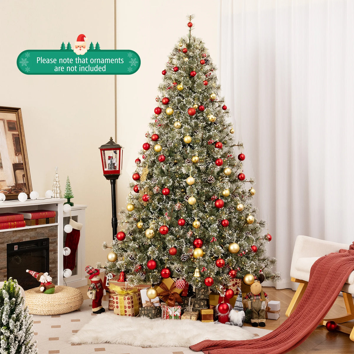 Costway 9 FT Artificial Christmas Tree with  360 Quick Power Connector 1714 Pine Needles