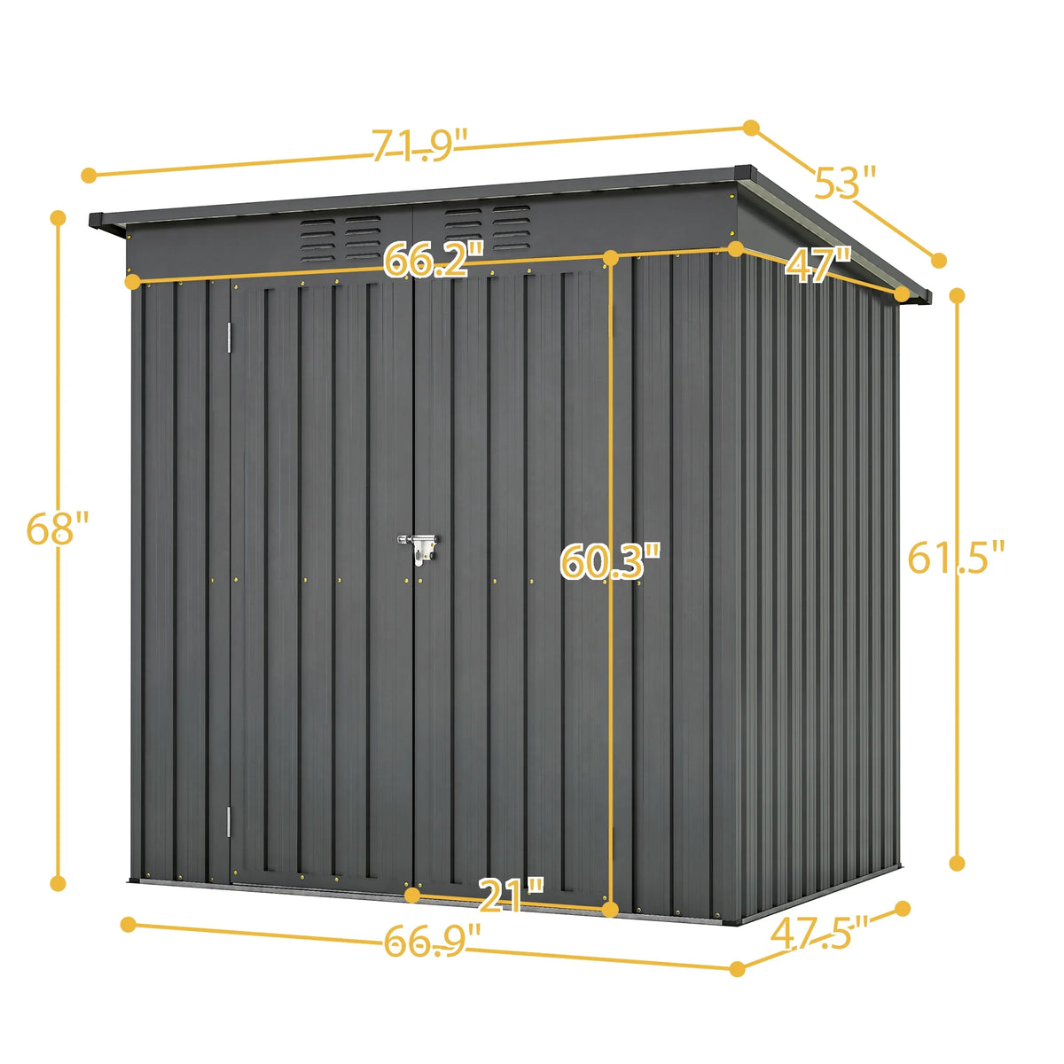 6 x 4 ft Outdoor Storage Shed with Floor Frame, Storage Sheds for Outside with Lockable Door, All Weather Garden Tool Shed with Air Vent for House Backyard Patio Lawn, Black