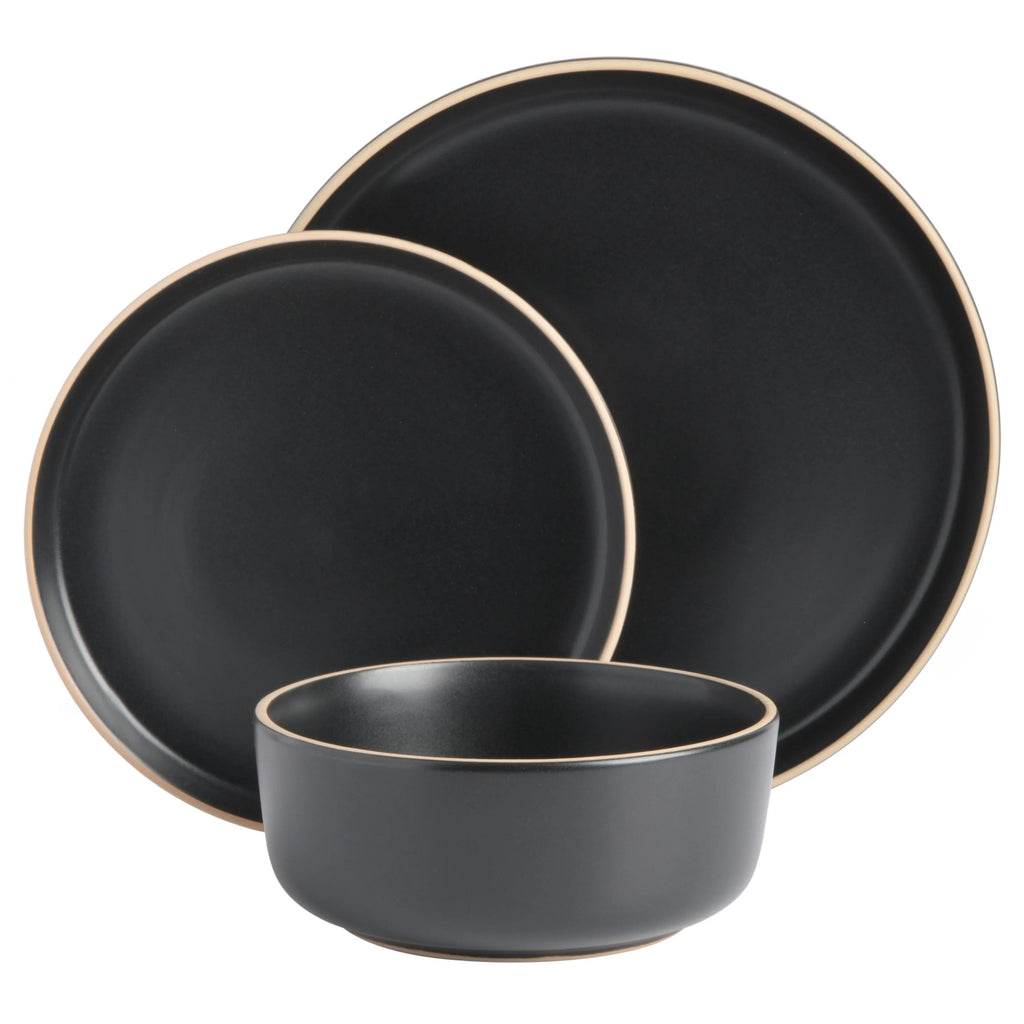 Gibson Home Zuma 18 Piece Dinnerware Set - Black