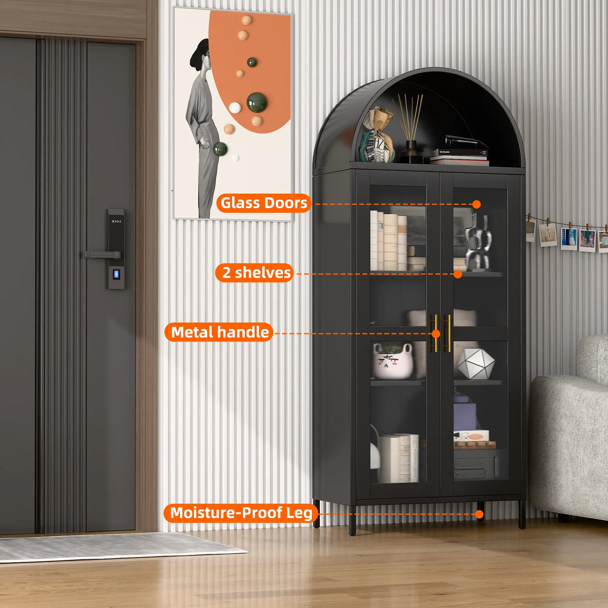 GangMei 71 Inches Tall Metal Garage Storage Cabinets with 5 Adjustable Shelves & Pegboards, Lockable Steel Black Storage Cabinet with Doors for Office, Home, School, Shops, Garage, Assembly required