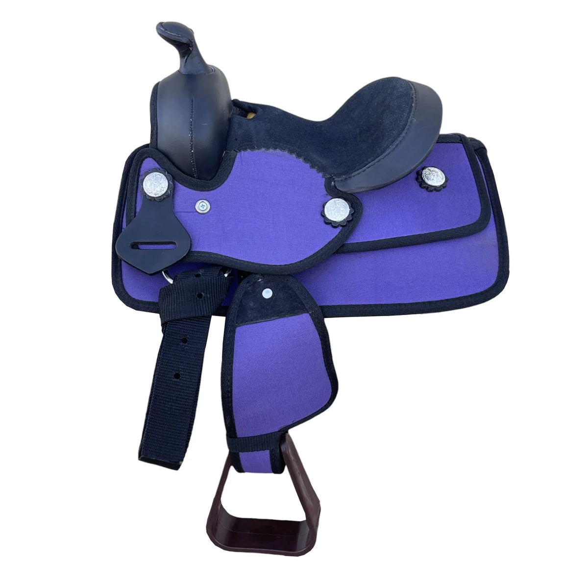 New Generation Kids/Miniature Western Synthetic Horse Saddle – 8" – Available in Black, Light Brown, Purple, and Pink