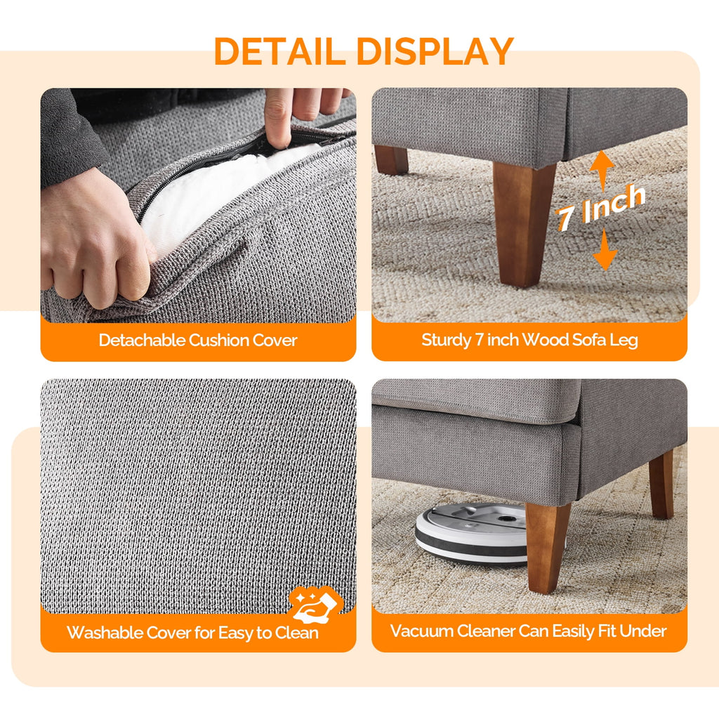Ktaxon Fabric Accent Chair, Reading Armchair with Removable Cushion, Single Sofa with Extra Seat Depth for Living Room Bedroom Black