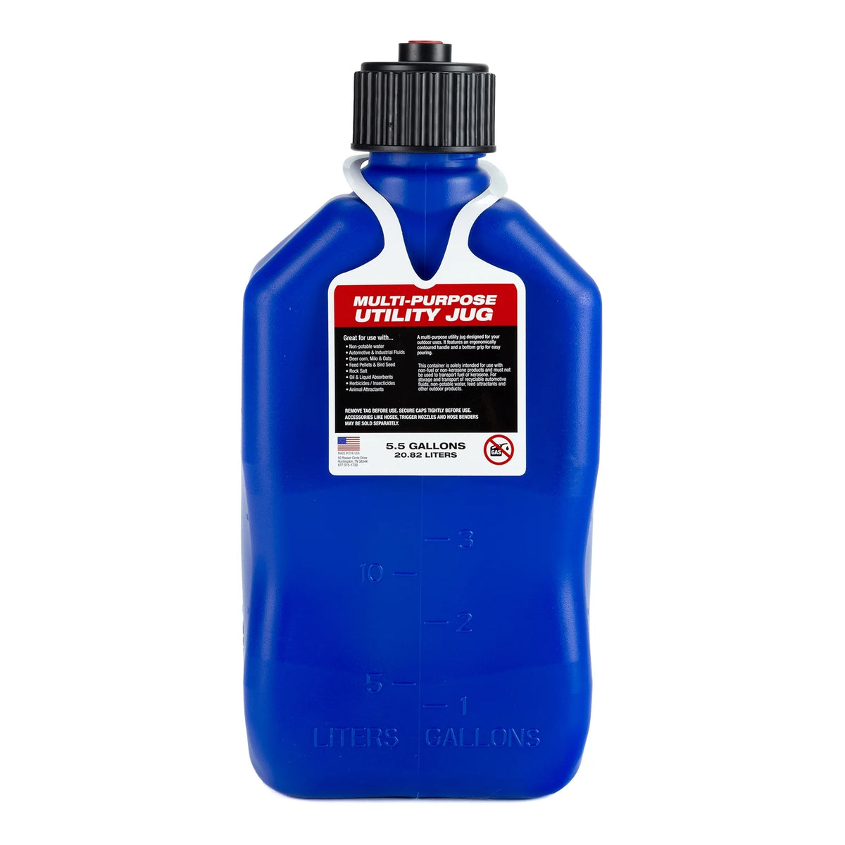 VP Racing 3532-CA, 5.5-Gallon Square Motorsport Jug Blue (3 Pack), w/Utility Jug Battery Powered Fuel Transfer Pump (1 Pack)