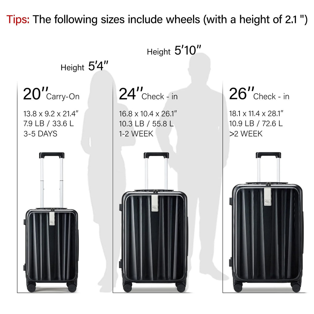 Hanke 20"Carry On Luggage with Wheels, Ivory White