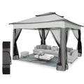 HOTEEL 11x11 Outdoor Waterproof Gazebo, Pop up Canopy Gazebo with Mosquito Netting & UV Protection for Parties, Camping, Weddings, and Backyard Events, Gray