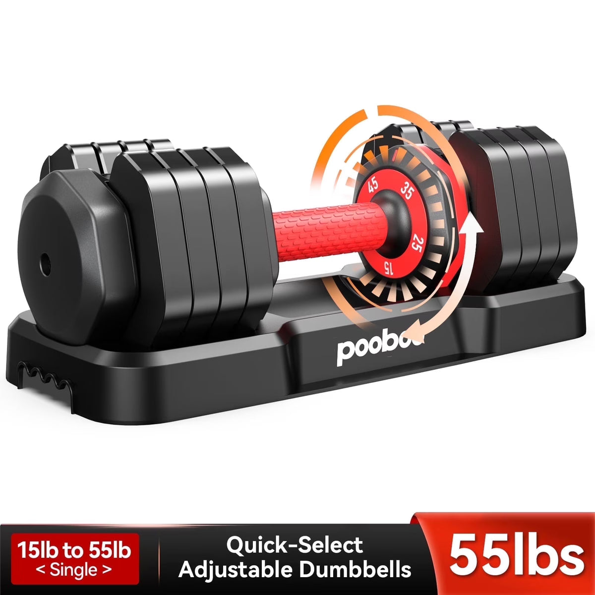 (1 Pair) LNOW 50lbs Quick Select Adjustable Dumbbells for Home Gym 5 in 1 Free Weights 5/10/15/20/25lb/50lb Dumbbell with Anti-Slip Handle, Suitable for Home Gym Exercise Equipment