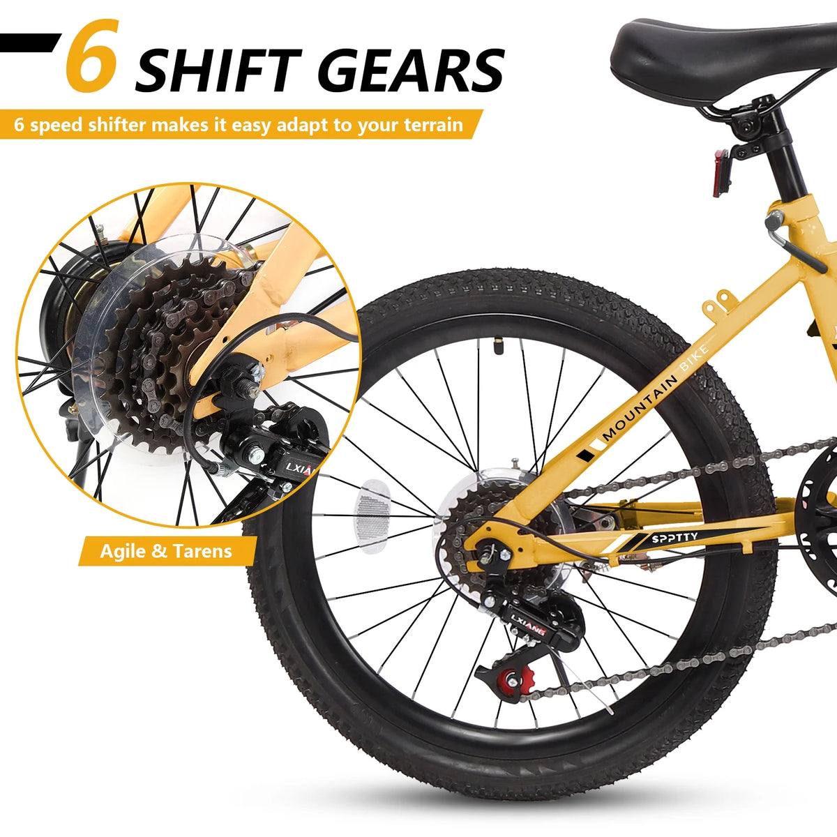 SPPTTY 20-24 inch Bike,6-Speed Mountain Bike for Men Women Boys Girls,Comfort Saddle,Blue