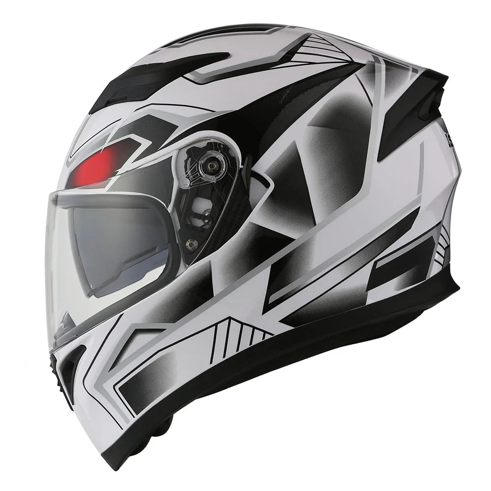 1Storm Motorcycle Modular Full Face Flip up Dual Visor Helmet + Spoiler + Motorcycle Bluetooth Headset: HJK316 Mechanic Red