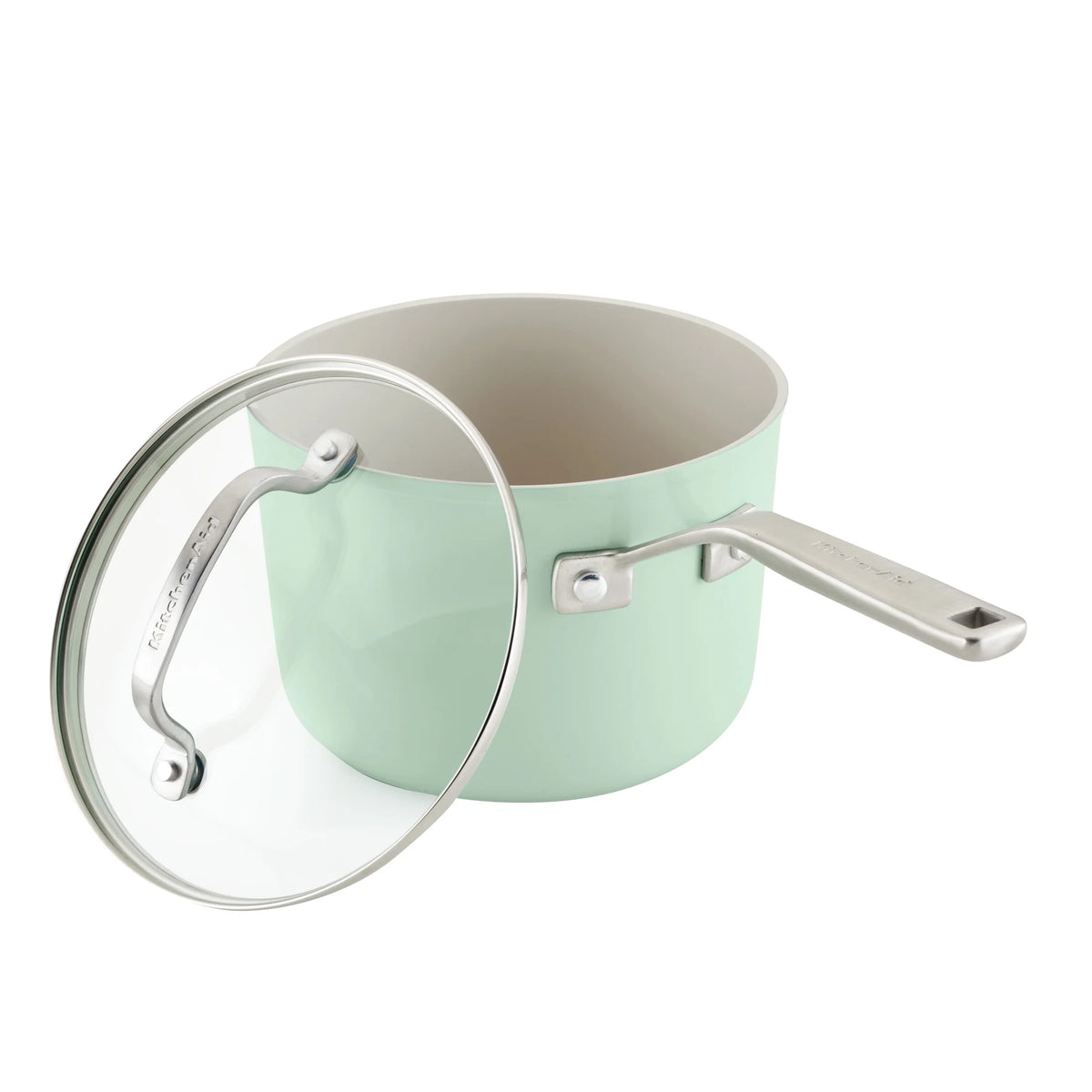 KitchenAid Hard Anodized 10 Pcs Ceramic Nonstick Cookware Pots and Pans Set, Oven Safe to 500F, Pistachio