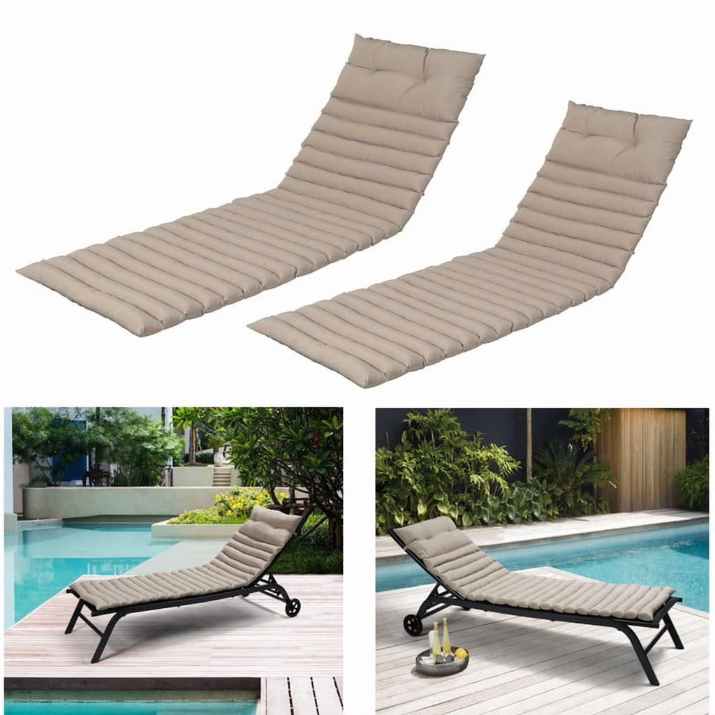 2pcs Outdoor Chaise Lounge Cushions, Waterproof Patio Foldable Chair Cushion for Garden Pool, 73 x 24in Sun Lounger Cushions for Outdoor Furniture Navy blue