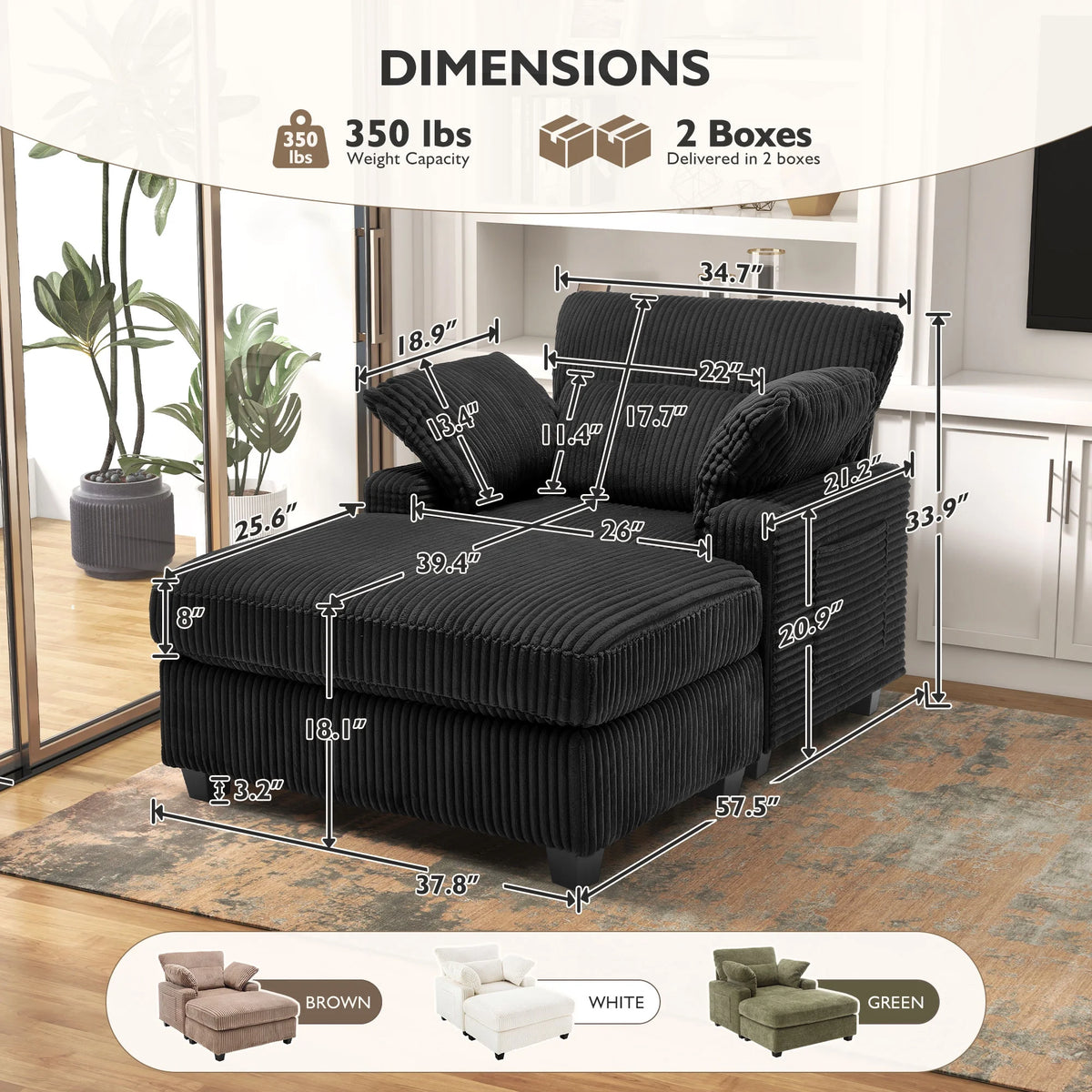 BedLuxury Oversized Accent Chair with Ottoman for Living Room,  Single Sleeper Sofa Armchair with 3 Pillows, Lounge Sofa Bed, Green