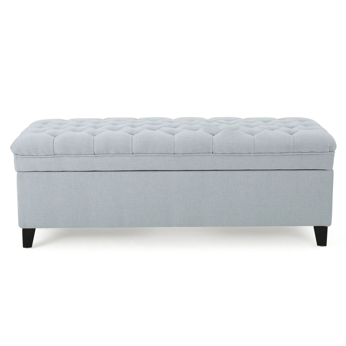 Noble House Hampton Contemporary Fabric Upholstered Storage Ottoman, White and Blue Floral