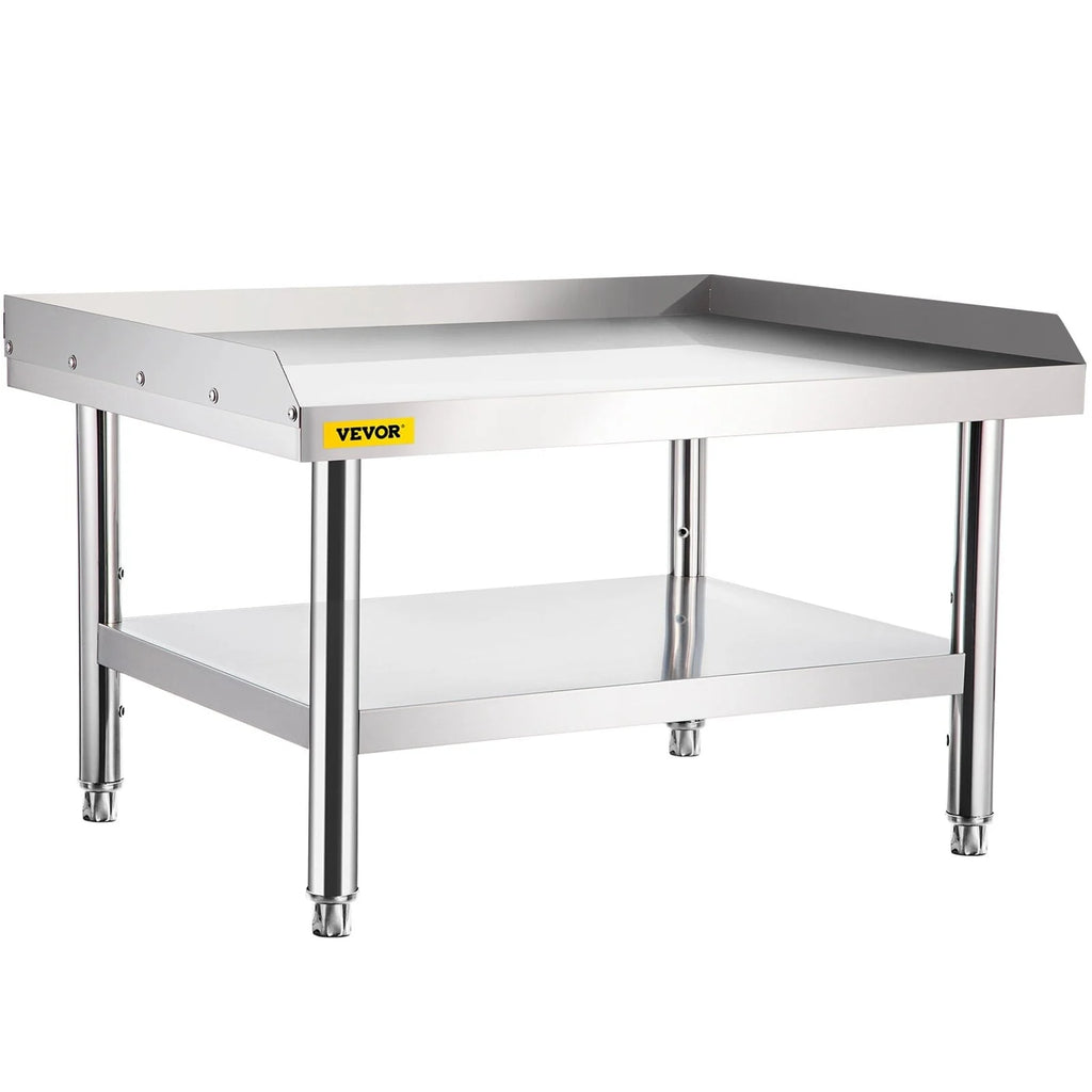 VEVOR Stainless Steel Equipment Grill Table Grill Stand Table with Adjustable Storage Undershelf 24*24*24 Inch