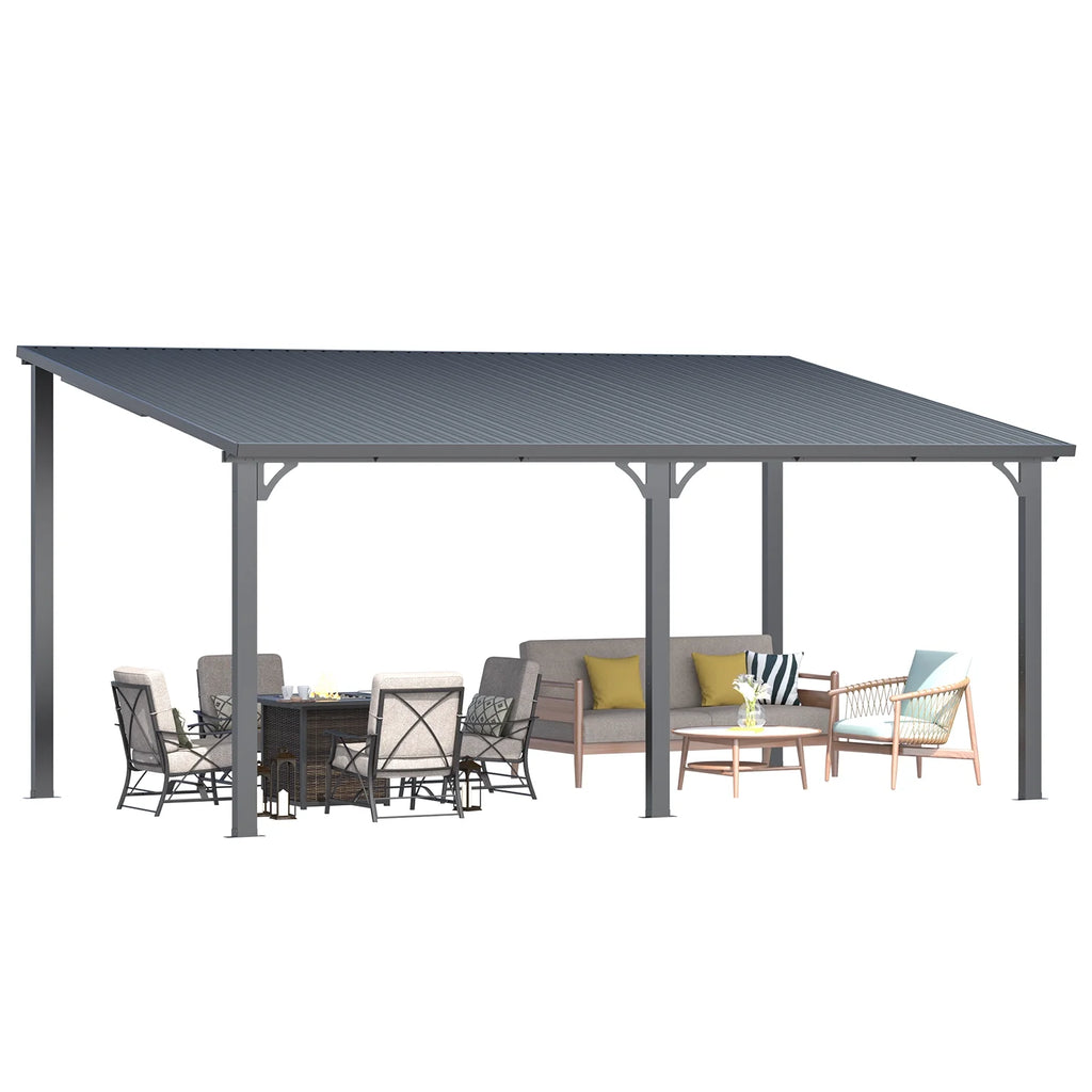 AECOJOY 10' x 12' Hardtop Gazebo, Heavy Duty Outdoor Gazebo with Galvanized Steel Sloping Roof, All Weatherproof Metal Gazebo Featuring Vertical Stripes for Patio, Backyard, and Lawns