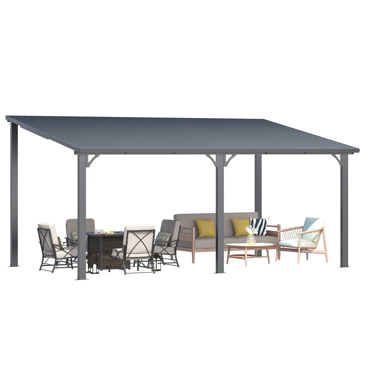 AECOJOY 10' x 12' Hardtop Gazebo, Heavy Duty Outdoor Gazebo with Galvanized Steel Sloping Roof, All Weatherproof Metal Gazebo Featuring Vertical Stripes for Patio, Backyard, and Lawns