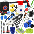 63PCS Car Wash Cleaning Kit,Car Wash Brush with Long Handle,Car Detailing Kit with Foam Gun,Car Cleaning Supplies,Handheld Vacuum, Car Detailing Kit (63PCS)