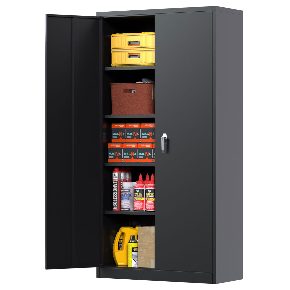 Aobabo 72 Inch Locking Storage Cabinet w/ Adjustable Shelves, Gray