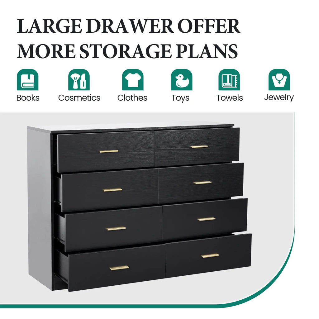 Aukfa Wood 9 Drawer Dresser for Bedroom, Long Chest of 9 Drawers TV Stand,Walnut