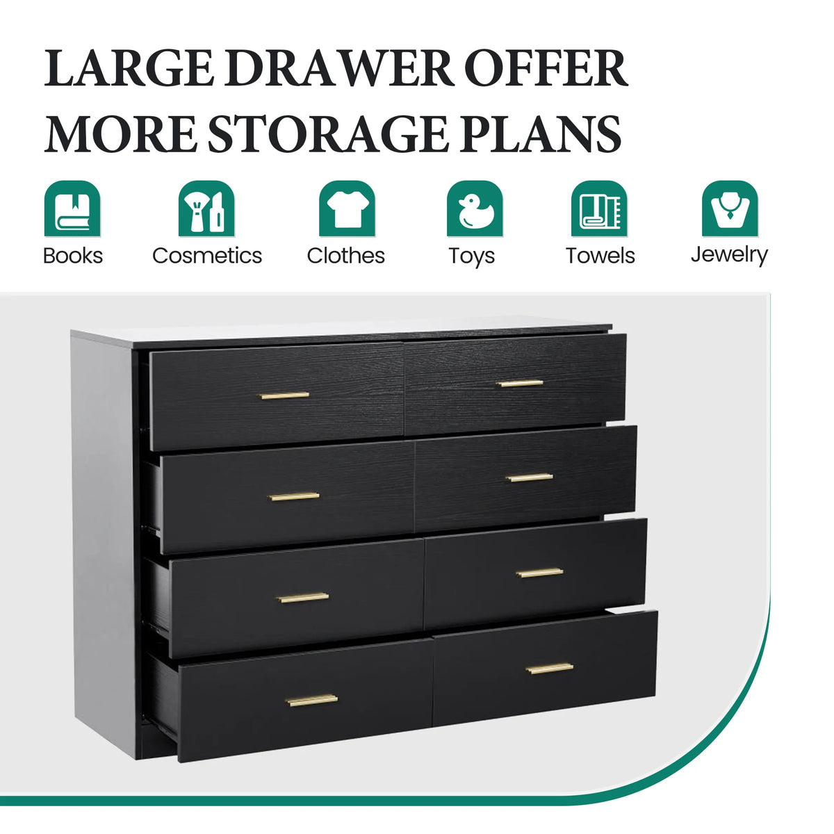 Aukfa Wood 9 Drawer Dresser for Bedroom, Long Chest of 9 Drawers TV Stand,Walnut