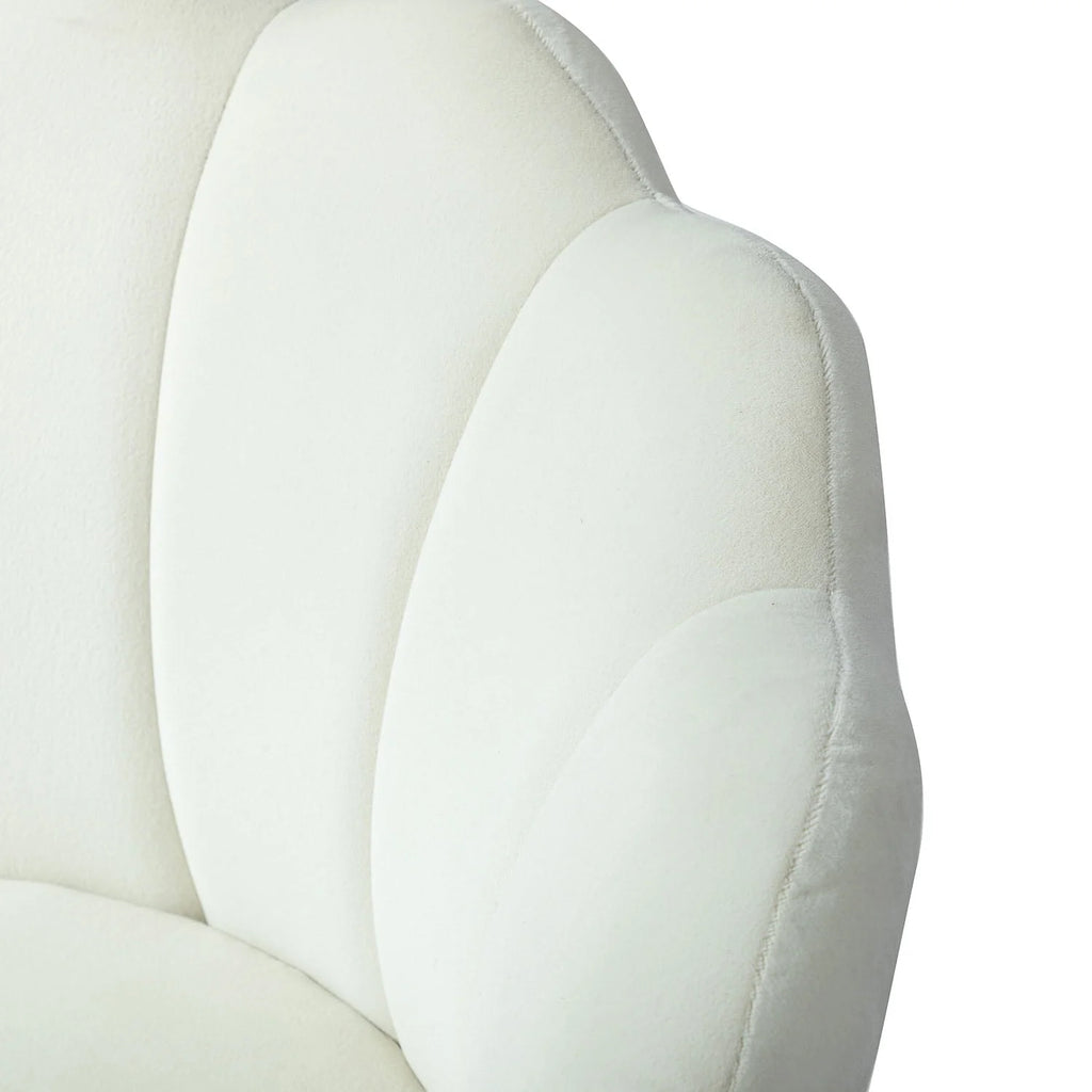 14 Karat Home Seashell Upholstery Barrel Chair with Gold Legs for Living Room, Ivory