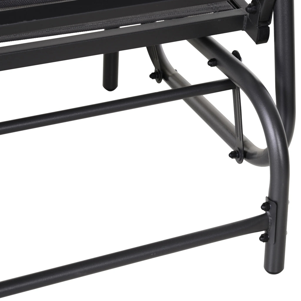 Outsunny 2-Person Outdoor Glider Bench, Patio Double Swing Rocking Chair Loveseat w/Powder Coated Steel Frame for Backyard Garden Porch, Black